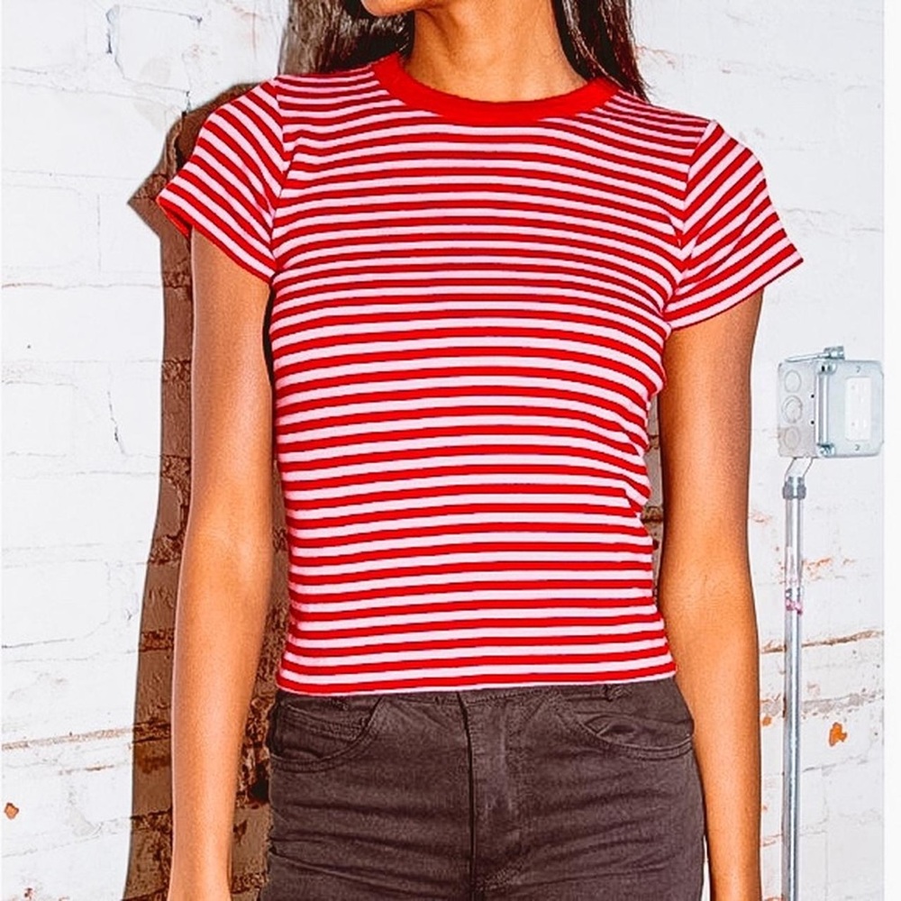 Brandy Melville red & white top striped haillie top